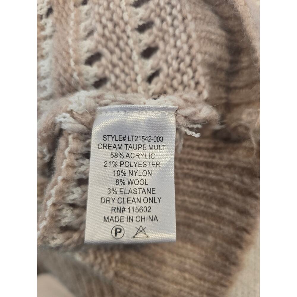 LUSH Knitted Cream and Tan Long Sleeve SWEATER Size L NWOT - Picture 8 of 8